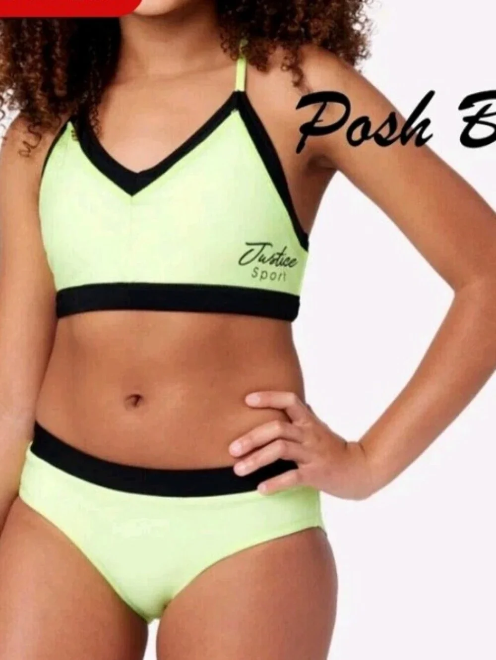 Justice Reverisable Two-Piece Swim Set - Neon Lime & Tie-Dye Sz XL16-18 Nwt